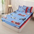 thumbnail image 2 of Castle Fairy Cartoon Emergency Fleet Zipper Full Size Comforter Sets with Fitted Sheet and 2 Pillowcases,Print Art Zipper Bedding Set for Bedroom,Red Blue,4pcs,Navy Blue Reversible, 2 of 6