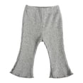 thumbnail image 3 of UJNDER Toddler Kids Baby Girl Knitted Ribbed Flared Stretchy Casual Solid Color Outfit Wear Comfortable Trousers Pants Girls Pants,Grey,3-6 Months, 3 of 3