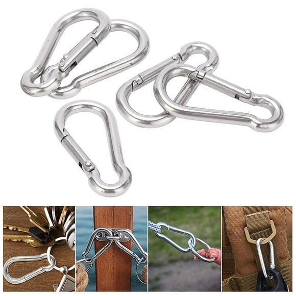 Clip de CarabinaJe, Anti corrosio duradera de 40 mm de acero inoxidable de gancho de resorte de 40 mm 5pcs para acamp al aire libre para acampar