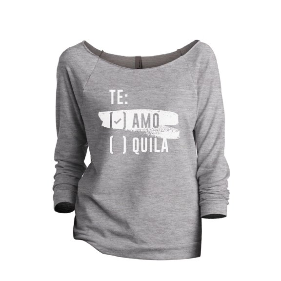 Te Amo Bachelorette Women's Fashion Slouchy 3/4 Sleeves Raglan Lightweight Sweatshirt Sport Grey Small