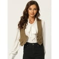 thumbnail image 2 of DARING DIVA Women's Denim Button Up Jean Crop Racerback Vest Jacket M Brown, 2 of 6