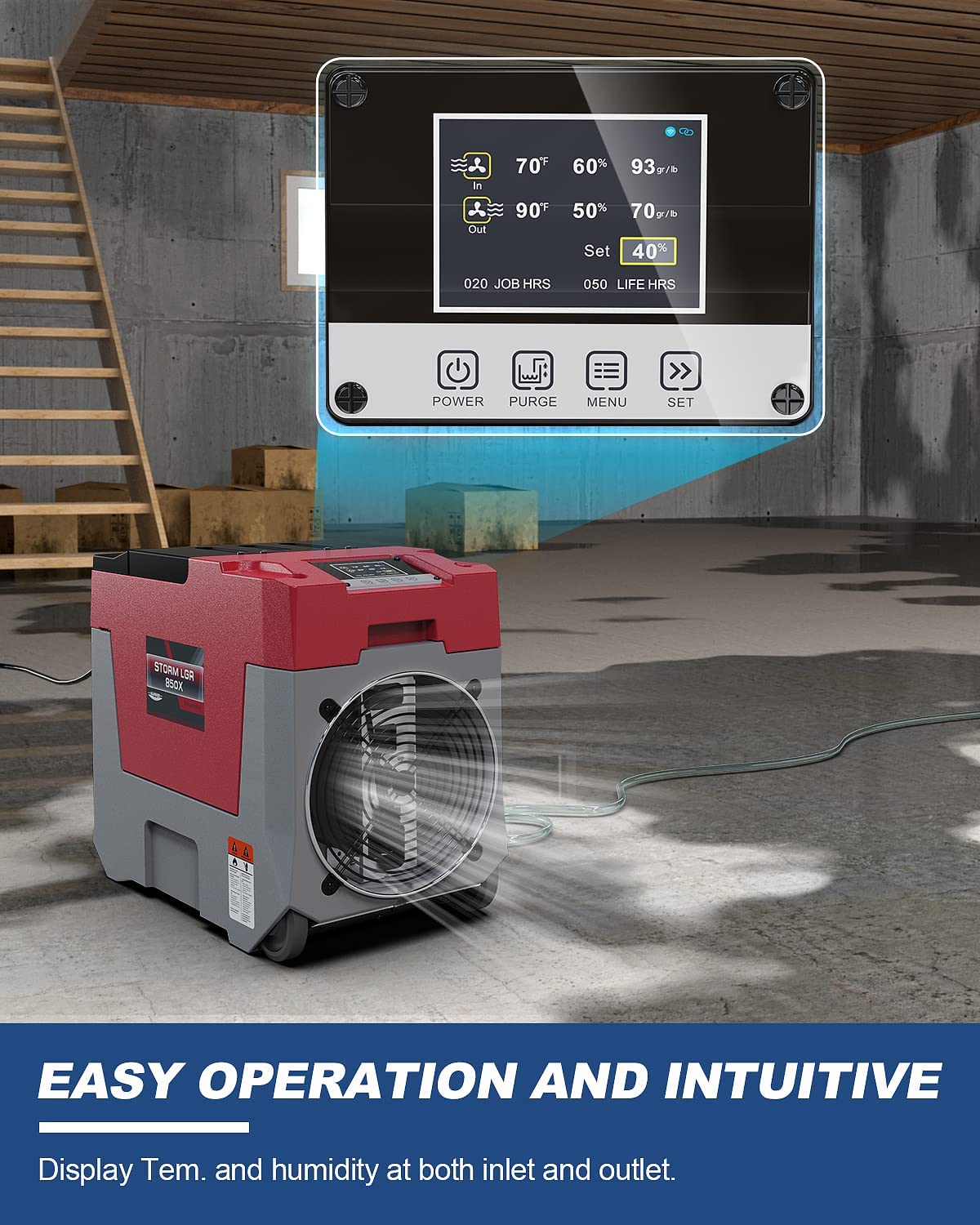 ALORAIR 180 PPD Commercial dehumidifiers Smart APP Control, 28 Gallons Industrial Dehumidifier for Home, Basements, Garages, Crawl Space, Water Damage Restoration, Storm LGR 850X