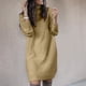 thumbnail image 3 of Otoño Invierno Vestido suéter de mujer Color sólido Vestido veraniego de cuello alto Casual vestidos tipo túnica de punto ropa para clima frío Vestido, 3 of 5