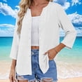 thumbnail image 6 of Wxolcjlv Button Front 3/4 Sleeve Cardigan for Women Crew Neck Casual Daily Lightweight Outerwear, 6 of 8