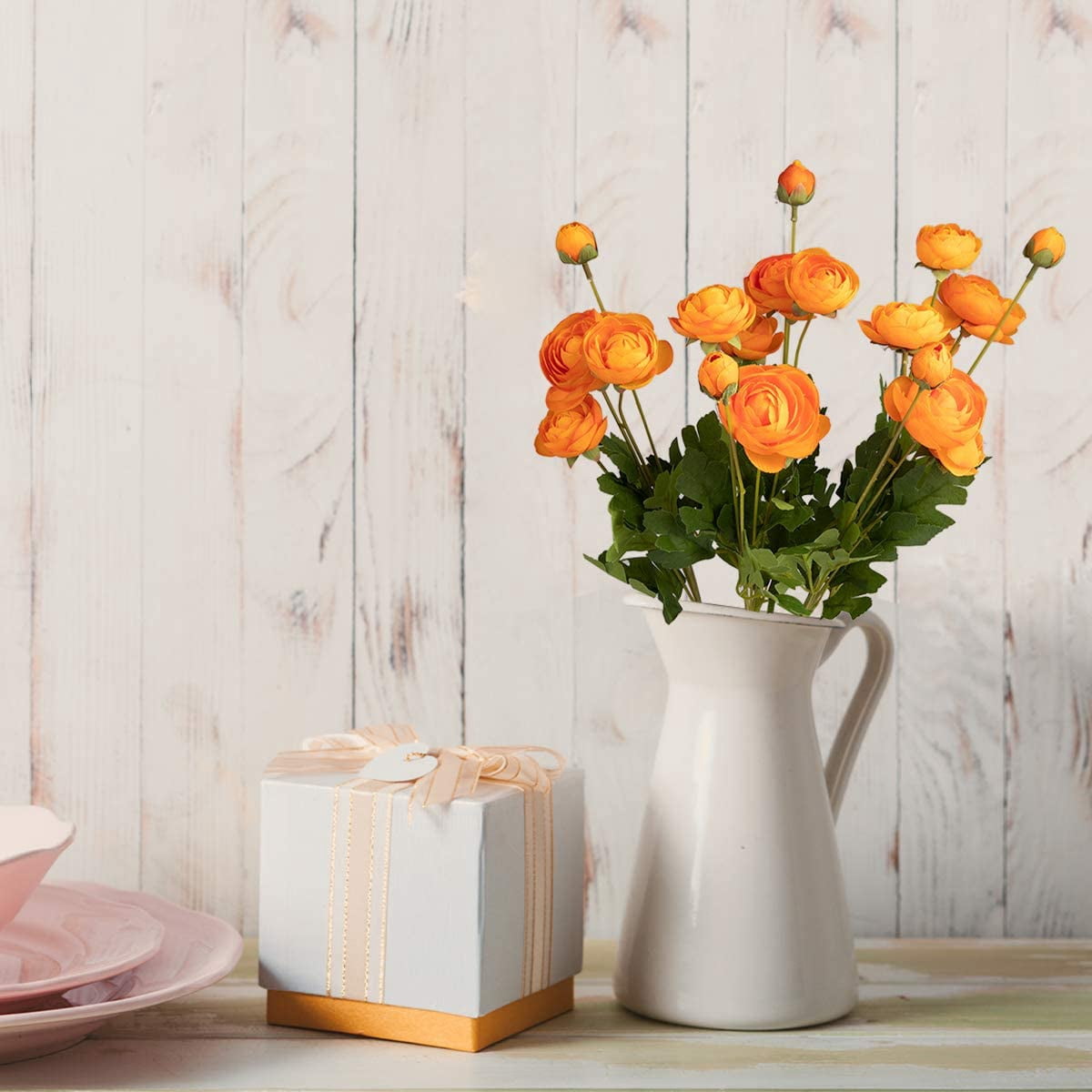 Artificial Silk Flowers Ranunculus Fake Flower,Suitable for Core Decorations,Weddings,Homes,Artistic Decorations,and Props (Pink)