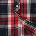 thumbnail image 2 of Coevals Club Mens Pearl Snap Plaid Western Cowboy Button Up Short Sleeve Shirts Navy Red White 37 X-Large, 2 of 7
