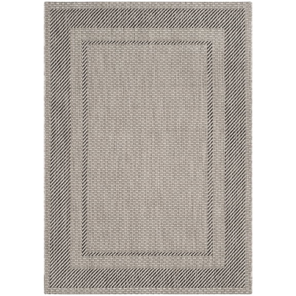 SAFAVIEH Courtyard Agnes Bordered Indoor/Outdoor Area Rug, Beige/Black, 2'7" x 5'