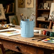 Fufafayo Pen Holder Cylindrical Iron Desk Organizer, Industrial Style Pencil Cup Multipurpose Storage Caddy, Kitchen Utensil Holder Office Art Supplies