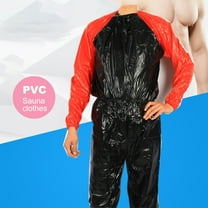 Porfeet Sauna Suits Waterproof Anti-rip PVC Fitness Weight Loss Exercise Sweat Track Sauna Suit for Training,Black & Red L