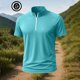 thumbnail image 5 of pstuiky Camisas de manga corta para hombre, Camiseta deportiva de verano para hombre, de color liso, ajustada, con cremallera, de manga corta y cuello alto ropa de hombre l, 5 of 5