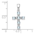 thumbnail image 3 of Auriga Sterling Silver Rhodium-plated Aquamarine & Diamond Accent Cross Pendant for Women (L-23mm, W-12mm), 3 of 6