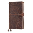 thumbnail image 1 of Vintage Full Grain Leather Refillable Travel Journal Notebook Diary Embossed Flower Pattern Daily Notepad Cover with Elastic Strap for Men & Women Gift, 1 of 8