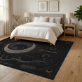 thumbnail image 3 of ODIKA 6'x9' Washable Area Rug Non-Slip, Easy Care, Dark Gothic Raven and Moon Design Mystical Nature with Vintage Key for Family Room, Living Room, Master Bedroom, 3 of 7