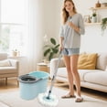 thumbnail image 7 of Spin Mop and Bucket, Mop and Bucket with Wringer Set for Home, 360 Spinning Mop Bucket Floor Cleaning Tool with 3 Microfiber Mop Replacement Head Refills,50" Extended Handle for Floor Cleaning Home, 7 of 7