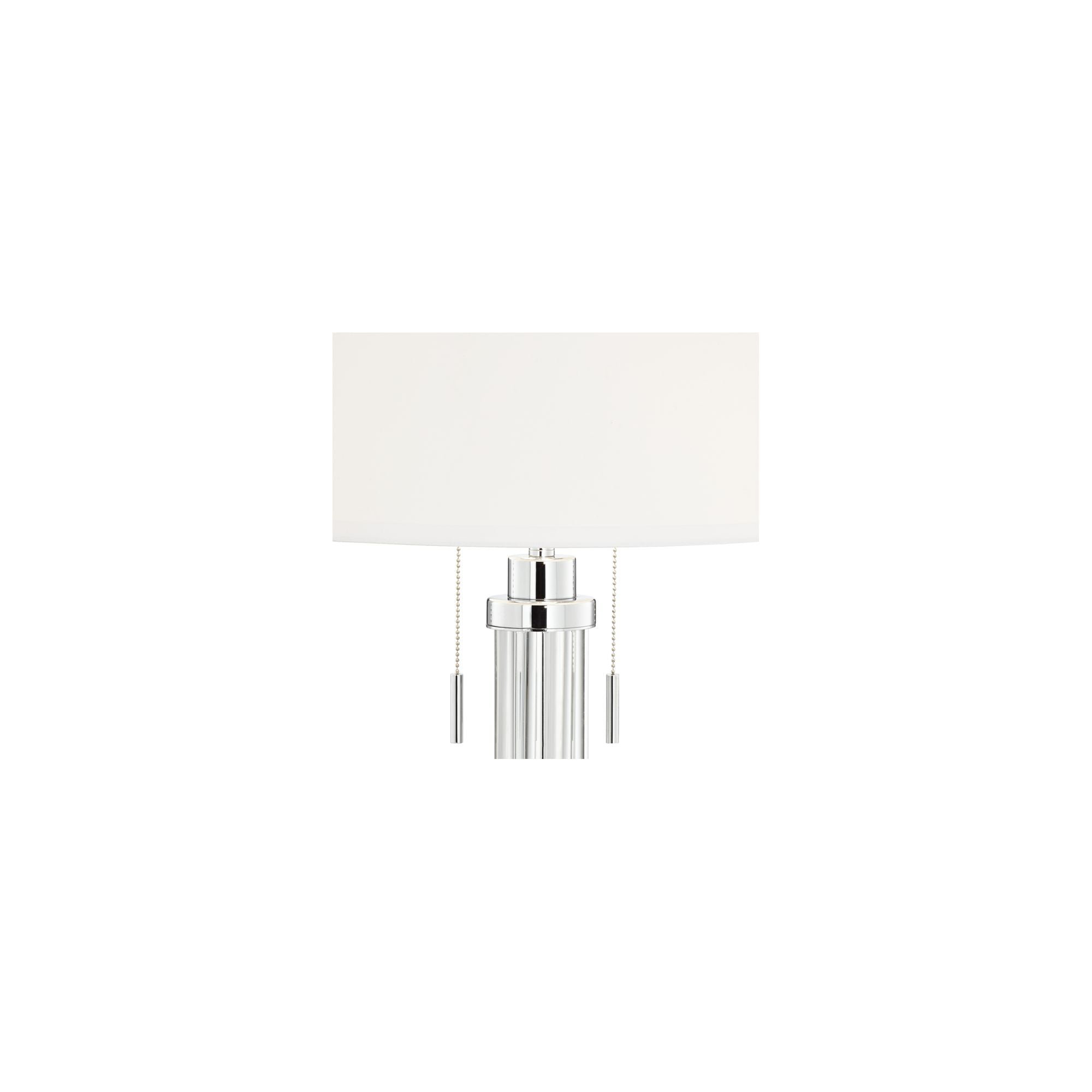 Possini Euro Design Modern Table Lamp Chrome Silver Glass Column White Drum Shade For Living Room Family Bedroom Bedside Office