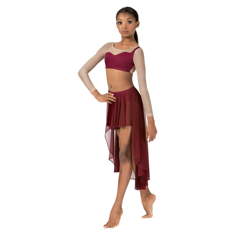 Child Asymmetrical Long Sleeve Dance Crop Top Walmart