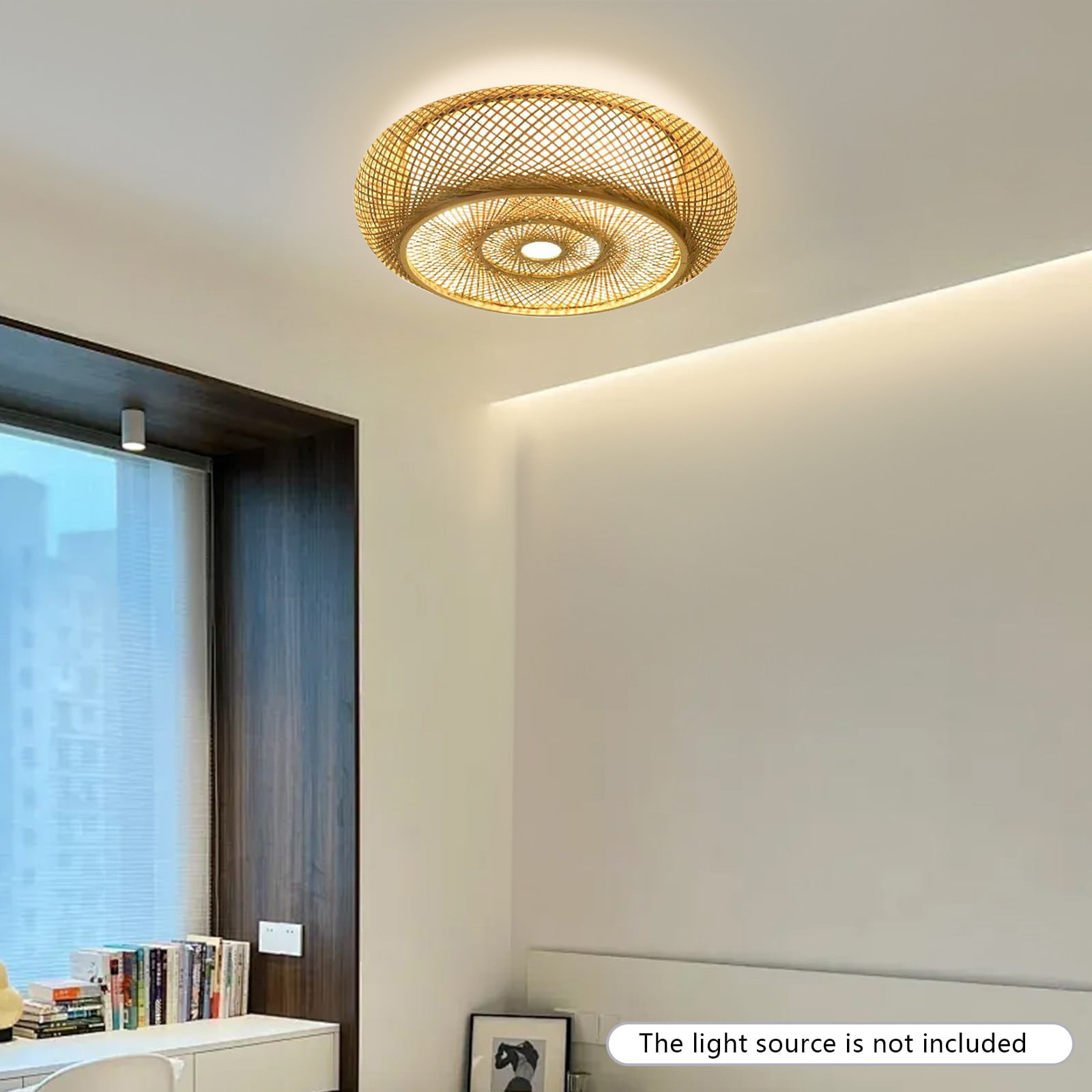 Bamboo Ceiling Light, Rustic/Lodge Style Ceiling Light (Not Included Bulbs), for Both Lighting and Decoration