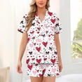 thumbnail image 4 of Blusa de Manga Corta Impresión de Botón de Vuelta Casual con Pantalones Cortos Conjunto para el Verano, Traje de Moda de Mujer, 4 of 5