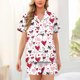 thumbnail image 3 of Blusa de Manga Corta Impresión de Botón de Vuelta Casual con Pantalones Cortos Conjunto para el Verano, Traje de Moda de Mujer, 3 of 5