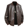 thumbnail image 6 of Men's Stand Collar Motorcycle Jacket Faux Leather Baseball Jacket Coat, Lightweight Full Zip Biker Outwear for Street Riding Commute Travel Daily Work, 6 of 6