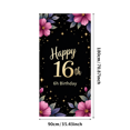 thumbnail image 3 of LUUFILx Sweet 16 Birthday Banner Decorative Backdrop for Photography Party Supplies Happy Celebration Decors Floral Theme Background Festivity Event, 3 of 7
