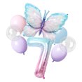 thumbnail image 3 of Decoración de fiesta de cumpleaños con mariposas, vajilla, platos de papel, vasos, fondo de mariposa morado y rosa, pancarta, regalos para bebés y niños, 3 of 5