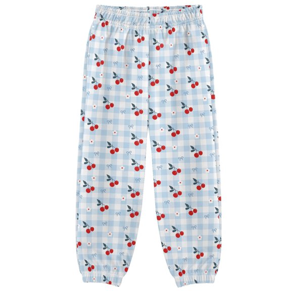 Cherry Bow Check Boys Pants Kids Casual Sweatpants Joggers Toddler Sports Pants 3-10 Years