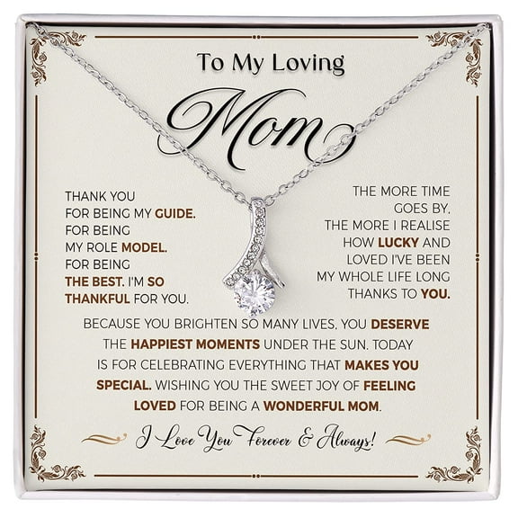 LOLUIS Gifts for Women, Birthday Mother's Day Wedding Valentine Christmas Jewelry Gifts, Mother Necklace (To My Loving Mom, Alluring Beauty Necklace)