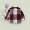 thumbnail image 4 of KOMOO Toddler Kids Flannel Plaid Shacket Jacket Long Sleeve Button Lapel Plaid Shirt Baby Coat with Pockets, 4 of 8