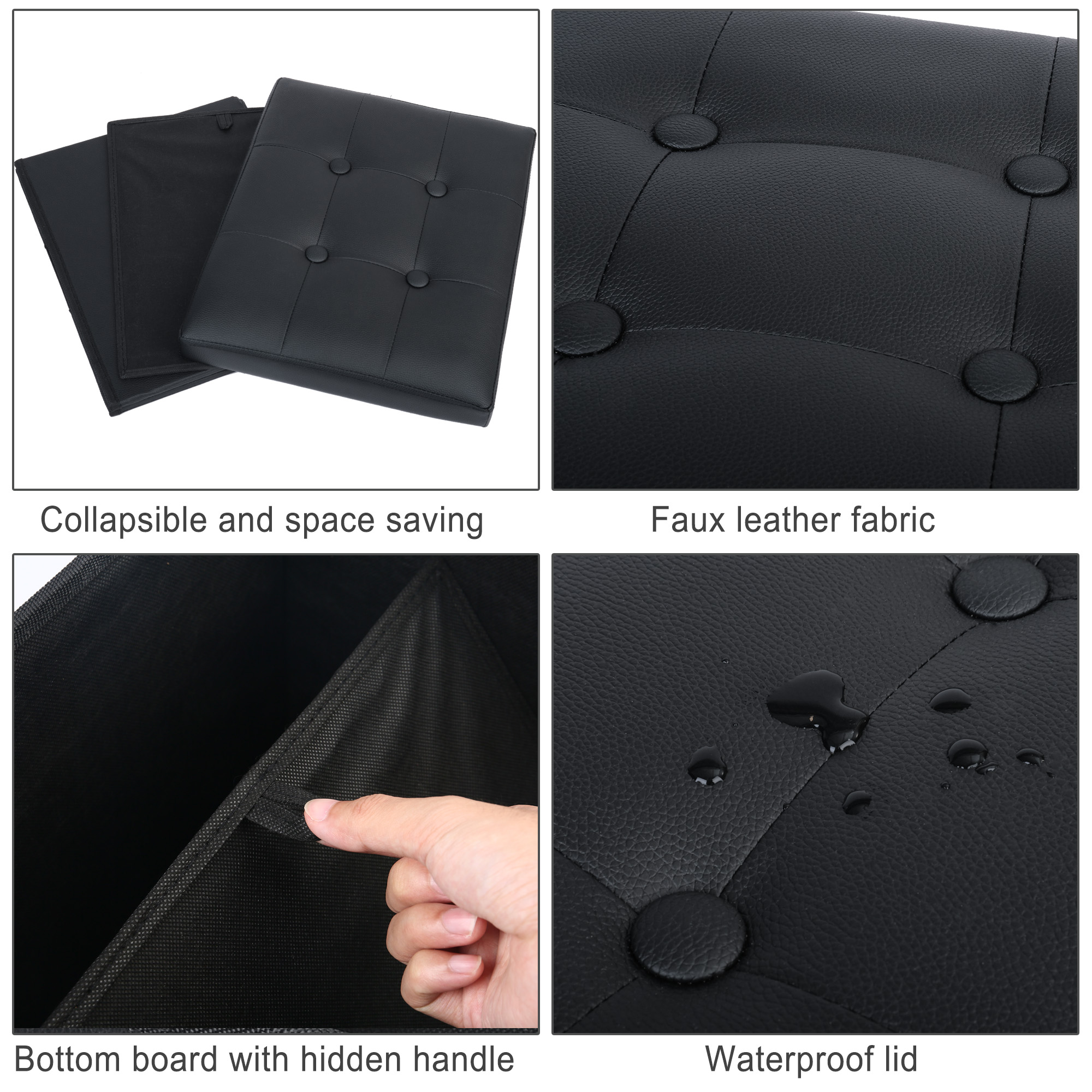 LotFancy 17" Storage Ottoman Cube, Black photo 8