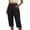 Black, variant on Summer Capris for Women Pleated Button Pockets Loose Lightweight Casual Linen Capri Pants with Drawcord (XL, Army Green)
