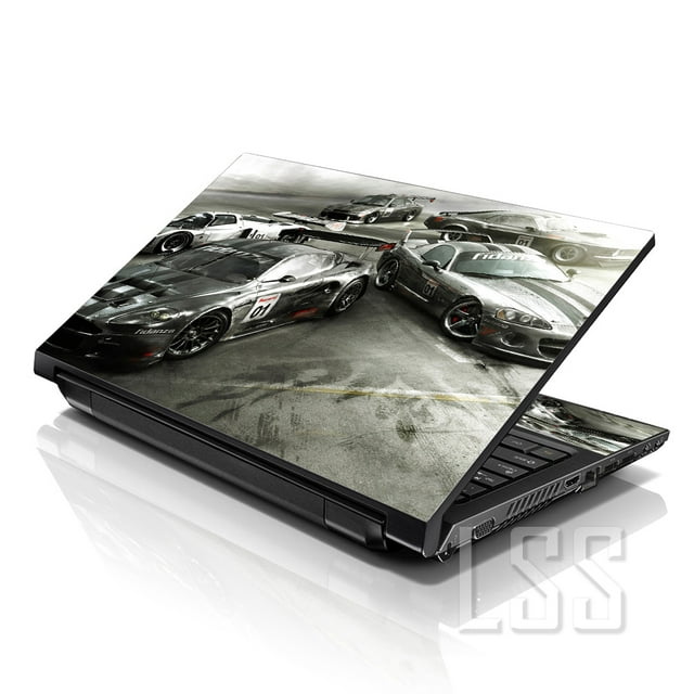 LSS Laptop Skin Sticker Decal Cover Racing Cars Pattern Fits 17" to 19" Laptops