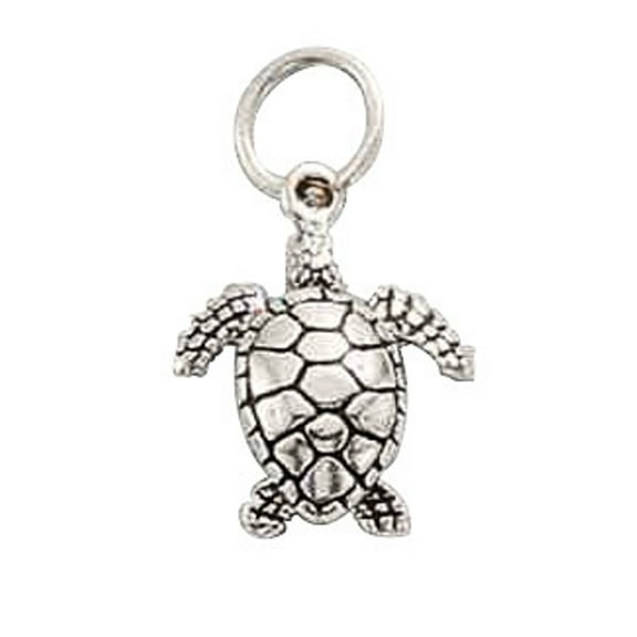 Sterling Silver 16" .8mm Box Chain 3D Small Sea Turtle Pendant Necklace