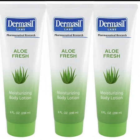 3 Dermasil Aloe Fresh Moisturizing Body Lotion,Paraben Free 8 oz. Tubes Each