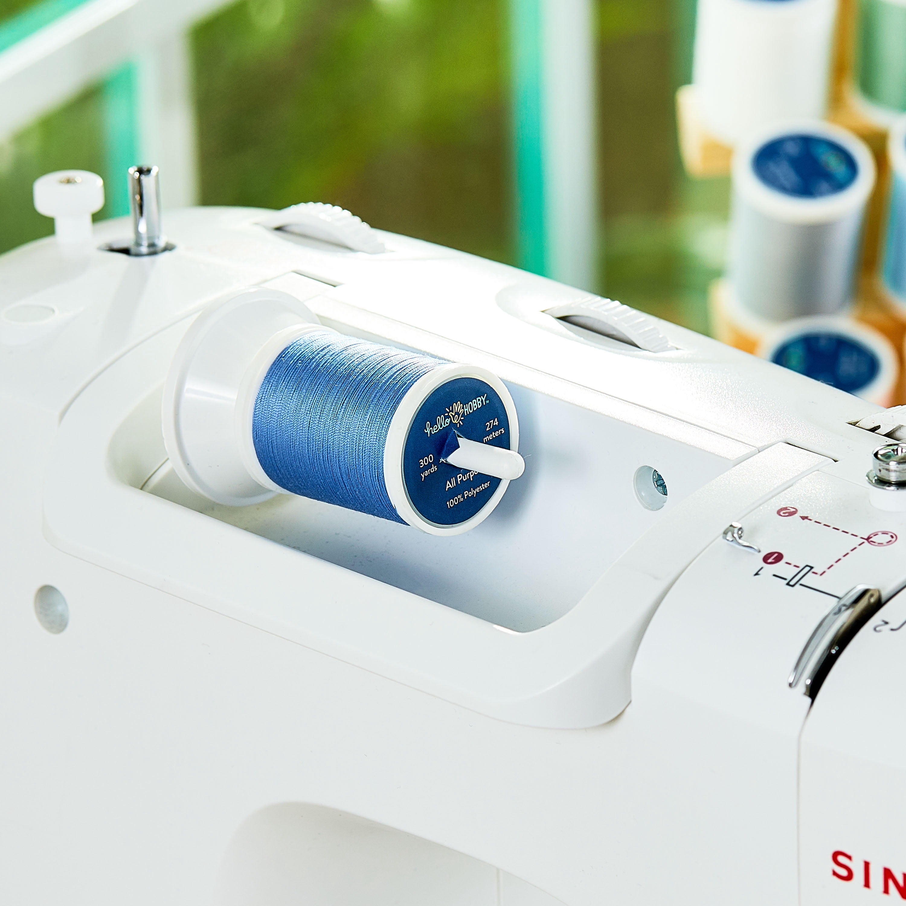 Hello Hobby Mid Blue 100% Polyester All Purpose Thread, 300 Yards