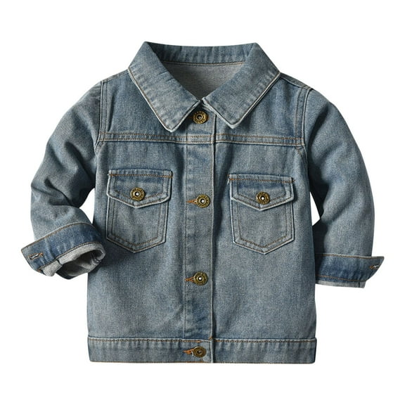 EnJoCho Baby Boys Girls Toddler Denim Jacket Ripped Long Sleeve Button Down Lapel Jean Coat Cowboy Casual Outwear Kids Denim Coat