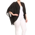 thumbnail image 2 of Women's Plus Size Loose Fit 3/4 Sleeves Kimono Style Open Front Solid Cardigan S-3XL, 2 of 5
