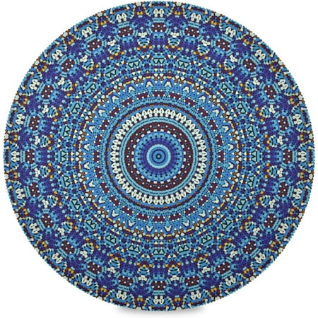 

SKYSONIC Blue Abstract Mandala Pattern Round Placemats for Dining Table Non-Slip Heat-Resistant Polyester Table Mats Set of 1 Washable Table Mats for Kitchen Dining Table Decoration (514)