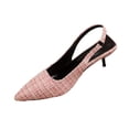 thumbnail image 2 of Xdegoge Slingback Heels for Women Closed Toe Pointed Pumps Plaid Pattern Metallic Hardware Accent Kitten Heels Dressy Party Shoes, 2 of 9