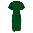 thumbnail image 4 of SuDongPo Trendy Midi For Womens Clearance Ruched Wrap Office Pencil Dresses Ruffle Sleeve Crewneck Wear to Work Plus Size Loose Fit Casual Dress Ladies Cute Formal Dresses Fall 2024, 4 of 6