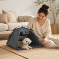 thumbnail image 5 of Portable Pet Tent for Small Cats & Dogs, Waterproof Breathable Foldable Indoor/Outdoor with Cushion, Gray 40x40x40cm, 5 of 6