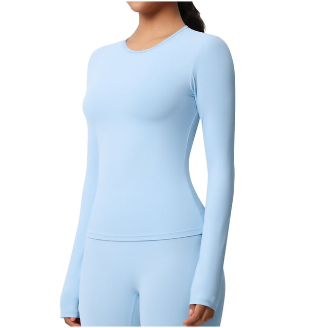 SDNall Hauts de Yoga à Manches Longues pour Femmes Couche de Base Décontractée pour Course et Entraînement Physique avec Trous pour les Pouces