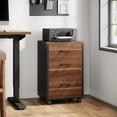 thumbnail image 3 of Triebsigns 3 Drawer Rolling File Cabinet, Modern Wooden Office Filing Cabine for Home Office Under Desk (Walnut), 3 of 5