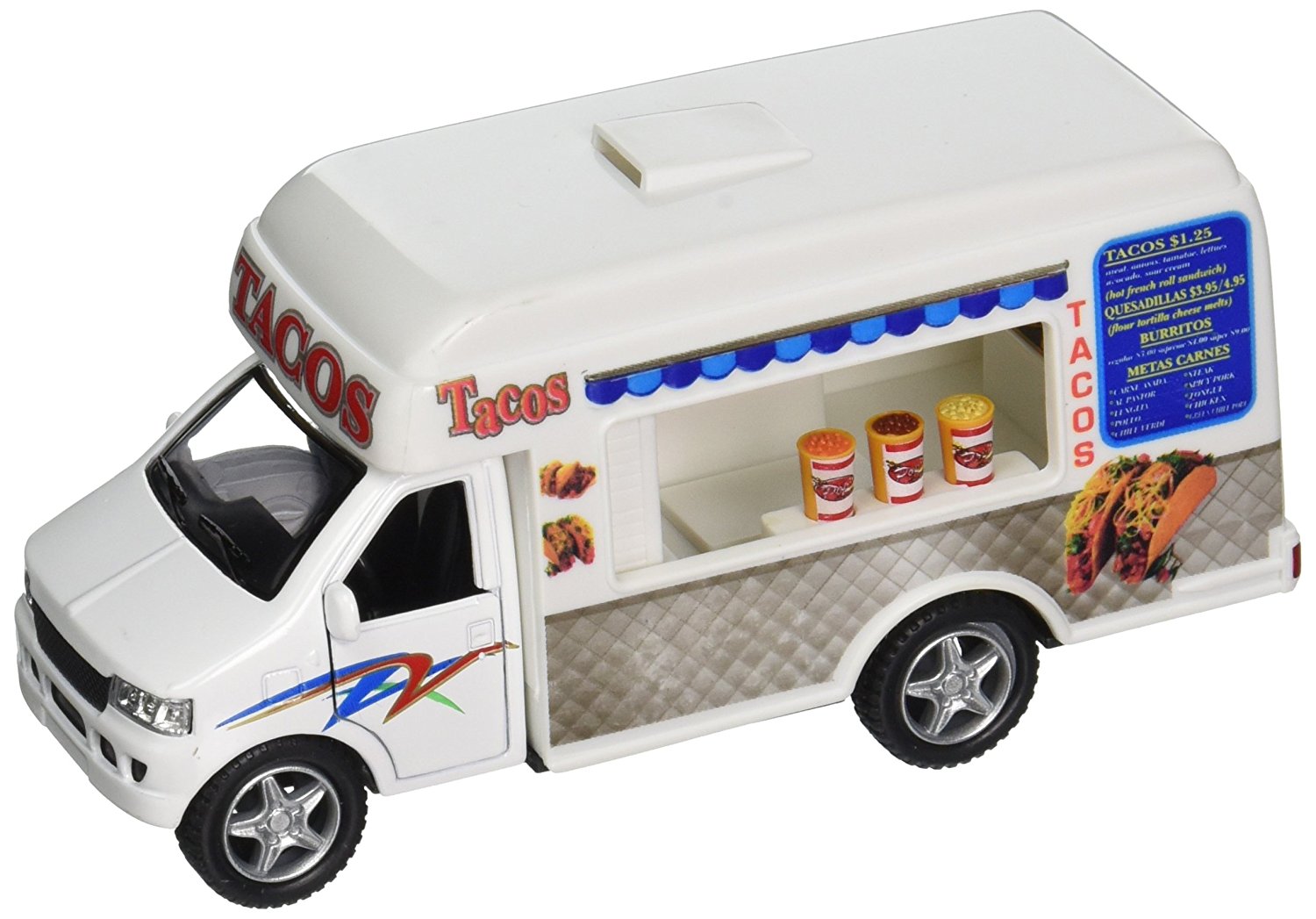 Taco Truck Die Cast Metal Toy with Pullback Action 5" Long