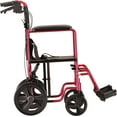 thumbnail image 2 of XIRQI 19" Lightweight Transport Chair with 12" Rear Wheels & Hand Brakes, Red, 2 of 4