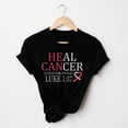 thumbnail image 5 of He Can Heal Cancer Breast Cancer Awareness Month T-Shirt, Crewneck, Pink, XL, 5 of 5