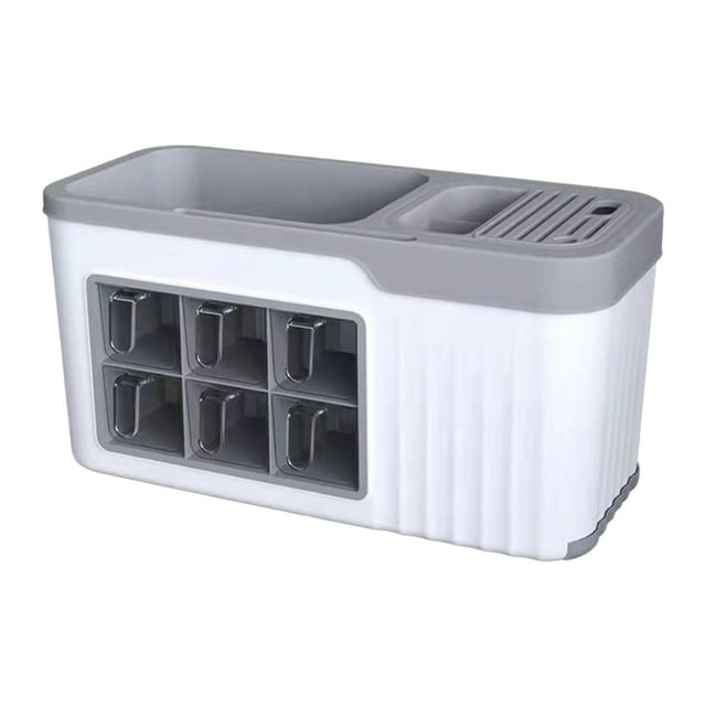 yuksok Kitchen Storage Box Case Holder Basket Serving Tray for Canned Goods Cabinet grey white 6 grids