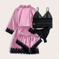 thumbnail image 5 of uublik Robes for Women Satin Pjs Sets 4Pcs Lace Cami Panties Shorts Sleepwear Summer Cute Loungewear Purple, 5 of 5