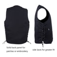 thumbnail image 3 of Dream Apparel Men’s Black Denim Motorcycle Vest with 9 Pockets & Side Laces, 3 of 5