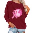 thumbnail image 1 of Rbaofujie Chandails pour Femmes Tendance Femmes Décontracté Manches Longues Col Rond Hauts Blouse Ample Sweat Imprimé Vin Automne Chandails à Capuchon pour Femmes, 1 of 4